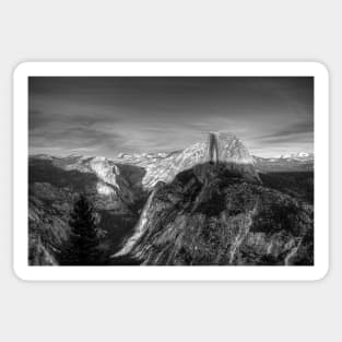 Yosemite Half Dome Glacier Point Sunset Black and White Sticker